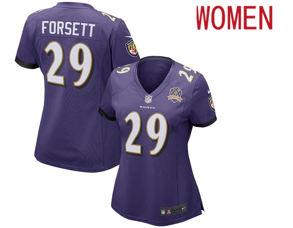 Women Baltimore Ravens #29 Justin Forsett Nike Purple Patch Game NFL Jersey